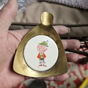 Vintage Canada Copperware Handpainted Triangular Ashtray for One